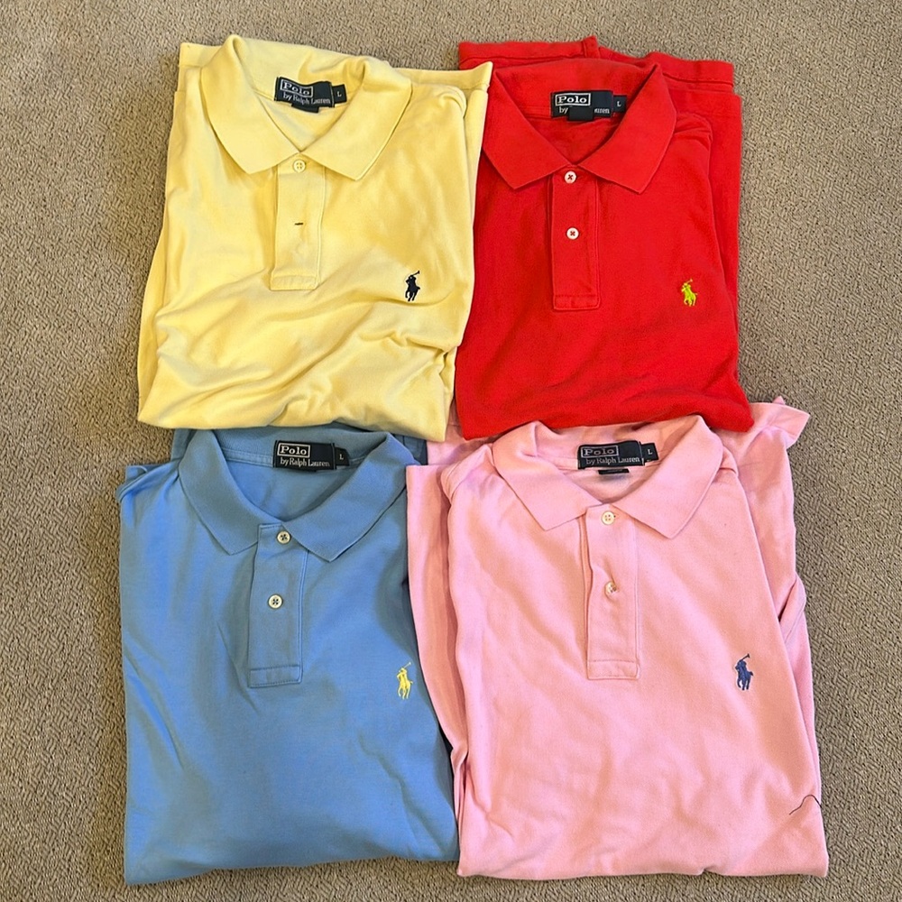 4 men’s large Polo shirts good condition